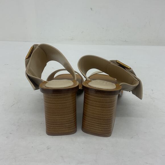 Banana Republic D'Orsay Womens Mule Heels Open Toe Cream Leather Size 8 Preowned - Picture 3 of 7